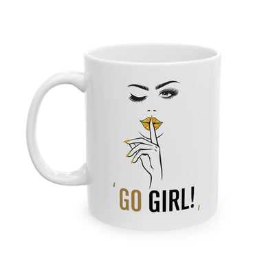 Serene BombShell "Go Girl" Ceramic Coffee Mug, Unique Gift for Coffee Lovers, Tea Drinkers