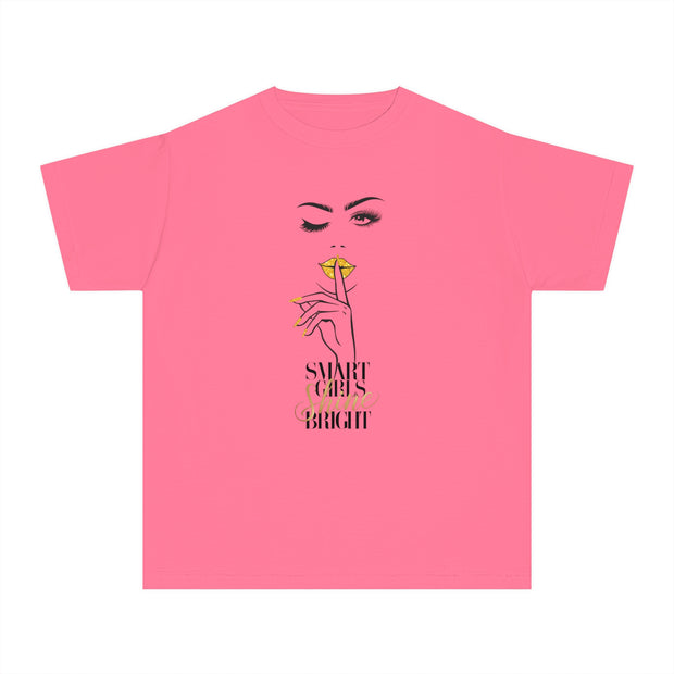 Smart Girls Shine Bright Stylish Youth Tee - Graphic T-Shirt for Trendy Kids