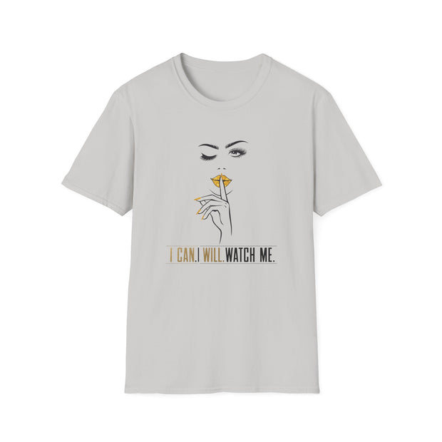 Serene Bombshell Chic Statement T-Shirt - "I can. I will. Watch Me" Graphic Tee