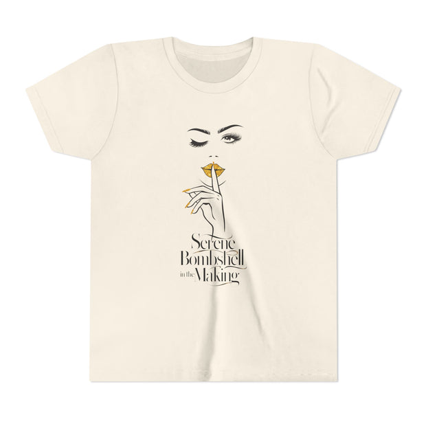 Serene Bombshell in The Making Youth Tee, Stylish Graphic Young Adult Shirt