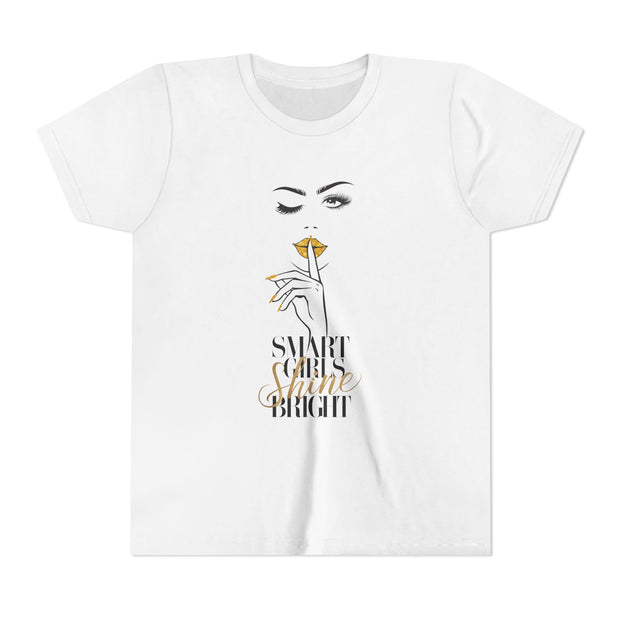 Smart Girls Shine Bright Youth Tee, Stylish Graphic Young Adult Shirt