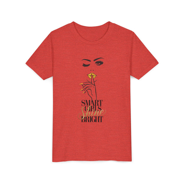 Smart Girls Shine Bright Youth Tee, Stylish Graphic Young Adult Shirt