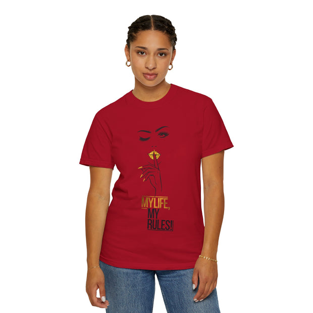 Serene Bombshell Empowering Graphic Tee: My Life, My Rules, Trendy T-shirt