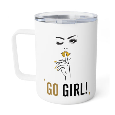 Serene Bombshell "Go Girl" Insulated Coffee Mug - 10oz, Personalized Gift