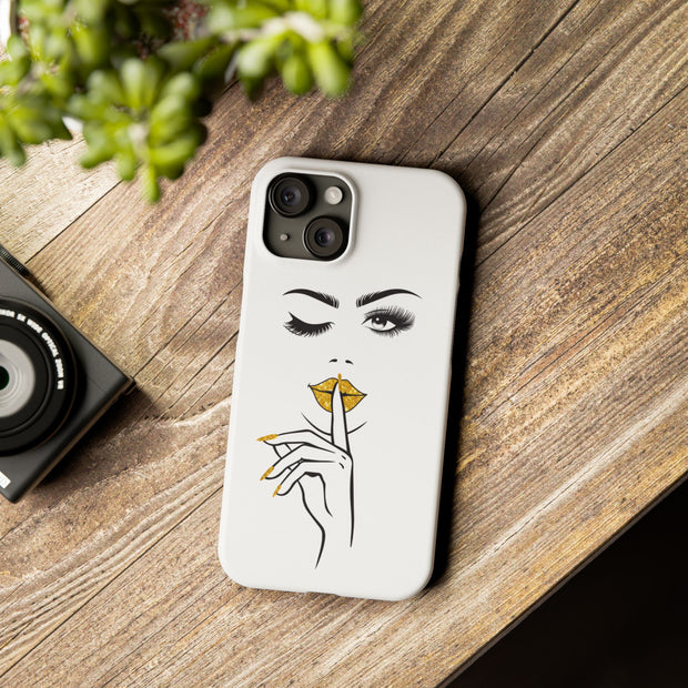 Serene Bombshell Slim Phone Cases with Stylish Illustration