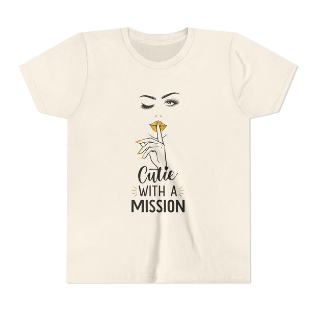 Cutie with a Mission Youth Tee, Stylish Graphic Young Adult Shirt