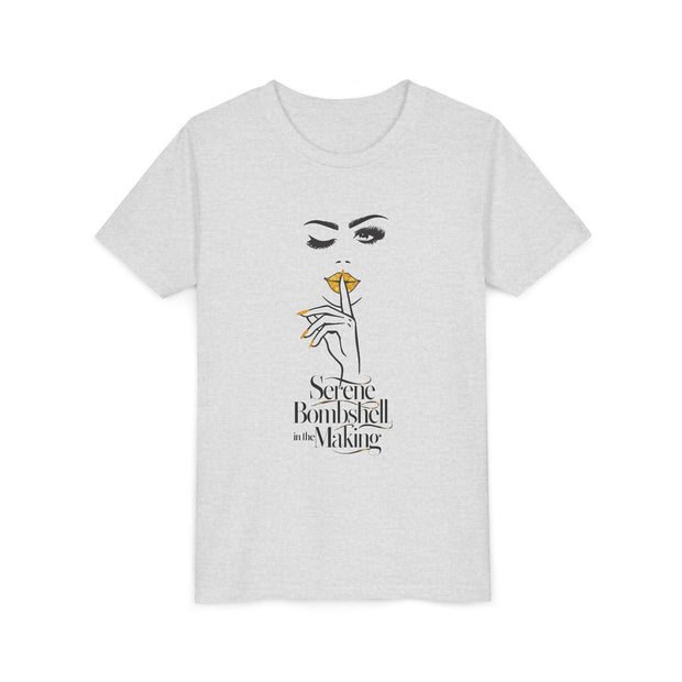 Serene Bombshell in The Making Youth Tee, Stylish Graphic Young Adult Shirt