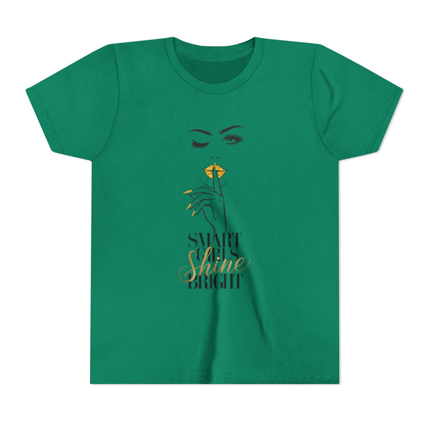 Smart Girls Shine Bright Youth Tee, Stylish Graphic Young Adult Shirt