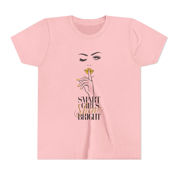 Smart Girls Shine Bright Youth Tee, Stylish Graphic Young Adult Shirt