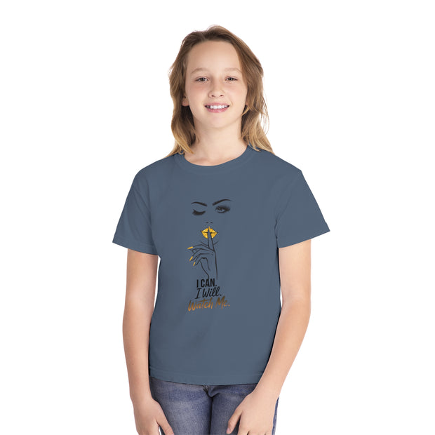 Stylish Youth Tee - I can. I will. Watch me. Graphic T-Shirt for Trendy Kids