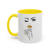 Serene Bombshell Stylish Black-Handled Coffee Mug - Perfect for Morning Brew