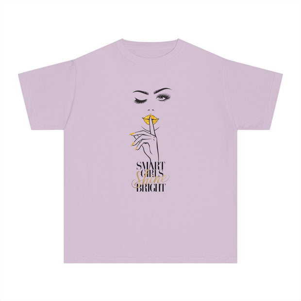 Smart Girls Shine Bright Stylish Youth Tee - Graphic T-Shirt for Trendy Kids