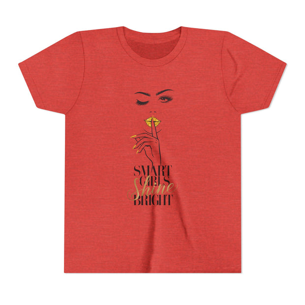 Smart Girls Shine Bright Youth Tee, Stylish Graphic Young Adult Shirt