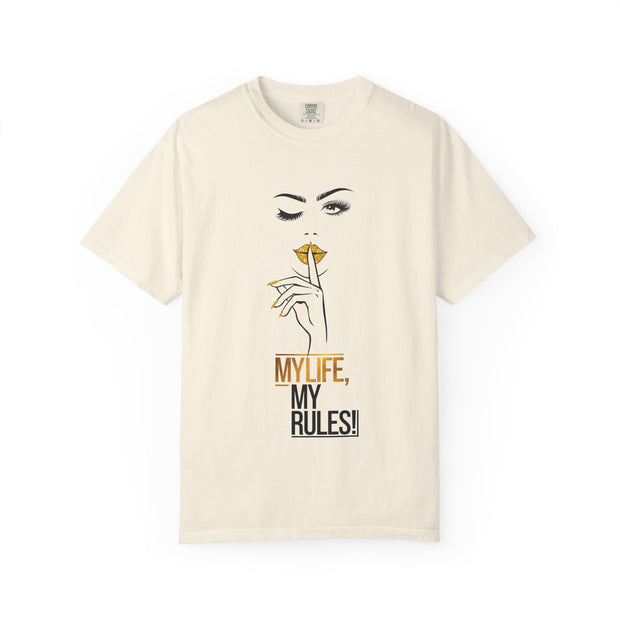 Serene Bombshell Empowering Graphic Tee: My Life, My Rules, Trendy T-shirt