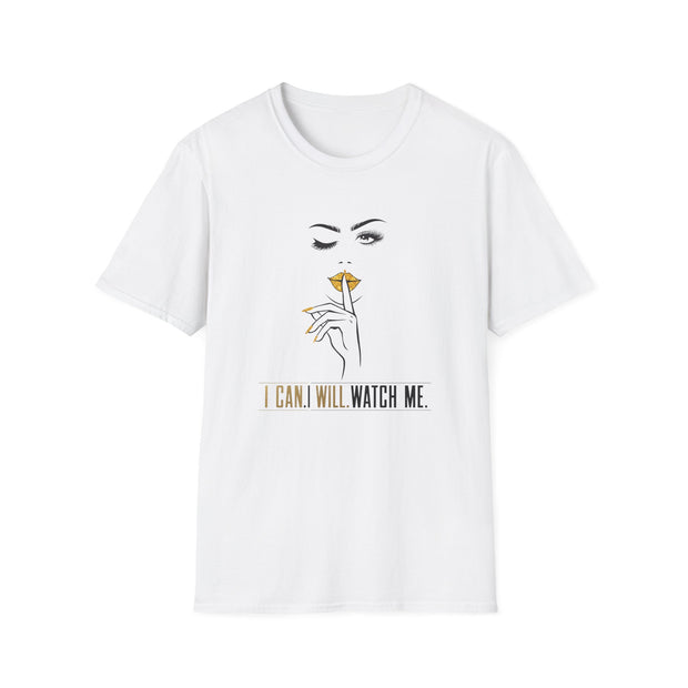 Serene Bombshell Chic Statement T-Shirt - "I can. I will. Watch Me" Graphic Tee