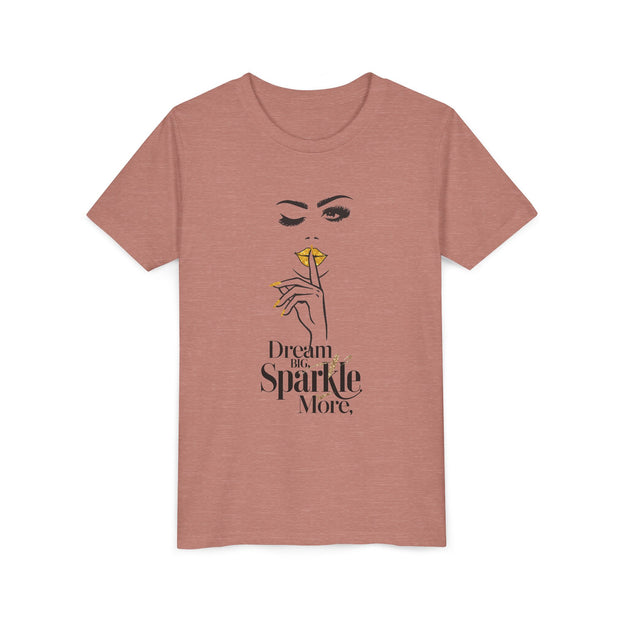 Dream Big, Sparkle More Youth Tee, Stylish Graphic Young Adult Shirt