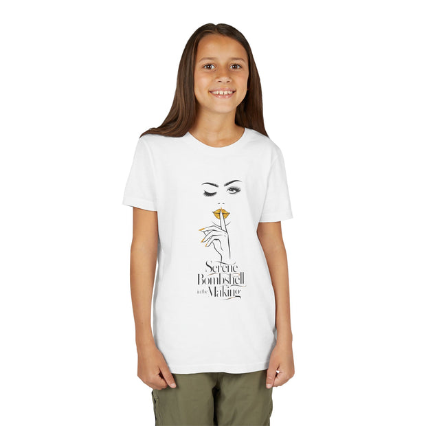 Serene Bombshell in The Making Youth Tee, Stylish Graphic Young Adult Shirt