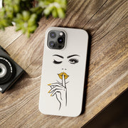Serene Bombshell Slim Phone Cases with Stylish Illustration