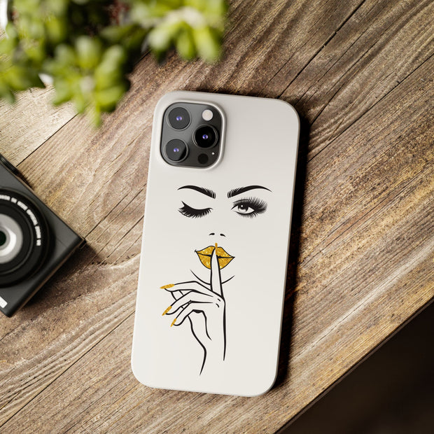 Serene Bombshell Slim Phone Cases with Stylish Illustration