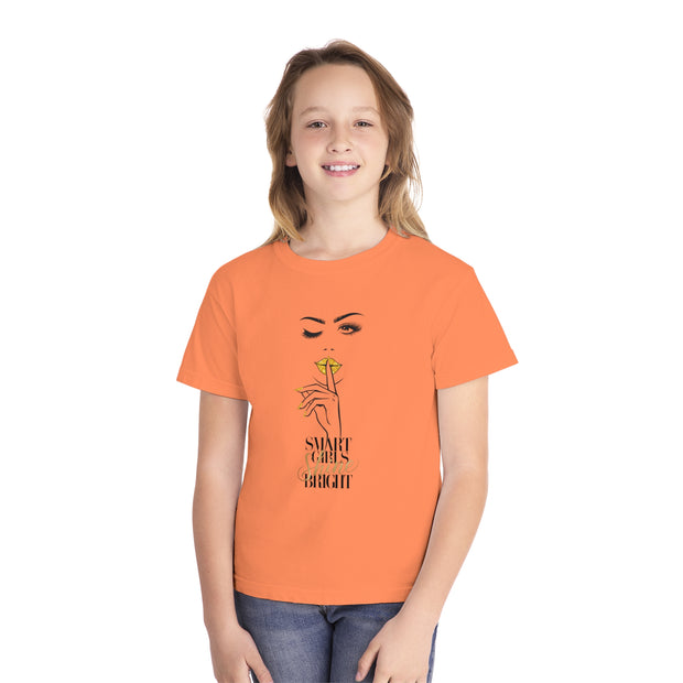 Smart Girls Shine Bright Stylish Youth Tee - Graphic T-Shirt for Trendy Kids