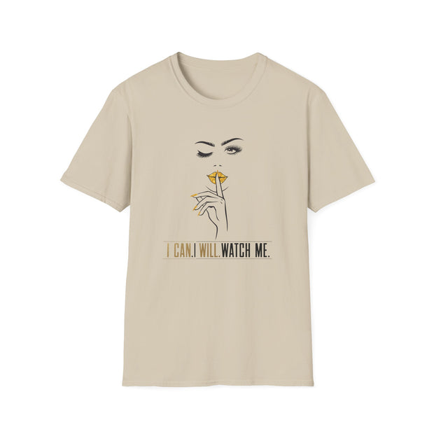 Serene Bombshell Chic Statement T-Shirt - "I can. I will. Watch Me" Graphic Tee