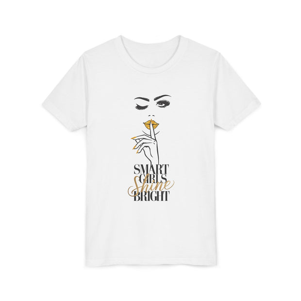 Smart Girls Shine Bright Youth Tee, Stylish Graphic Young Adult Shirt
