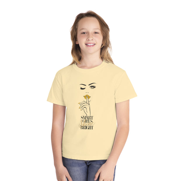 Smart Girls Shine Bright Stylish Youth Tee - Graphic T-Shirt for Trendy Kids
