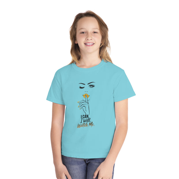 Stylish Youth Tee - I can. I will. Watch me. Graphic T-Shirt for Trendy Kids