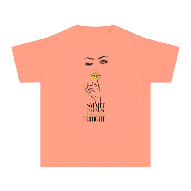 Smart Girls Shine Bright Stylish Youth Tee - Graphic T-Shirt for Trendy Kids