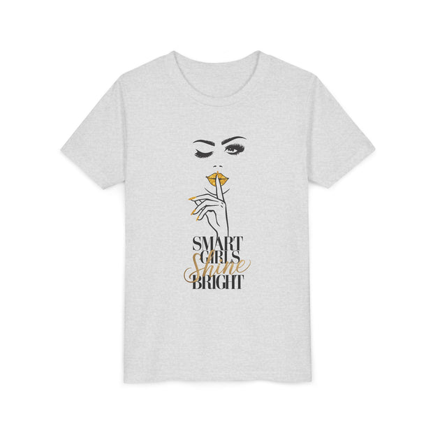 Smart Girls Shine Bright Youth Tee, Stylish Graphic Young Adult Shirt