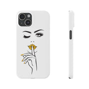 Serene Bombshell Slim Phone Cases with Stylish Illustration