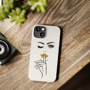 Serene Bombshell Slim Phone Cases with Stylish Illustration
