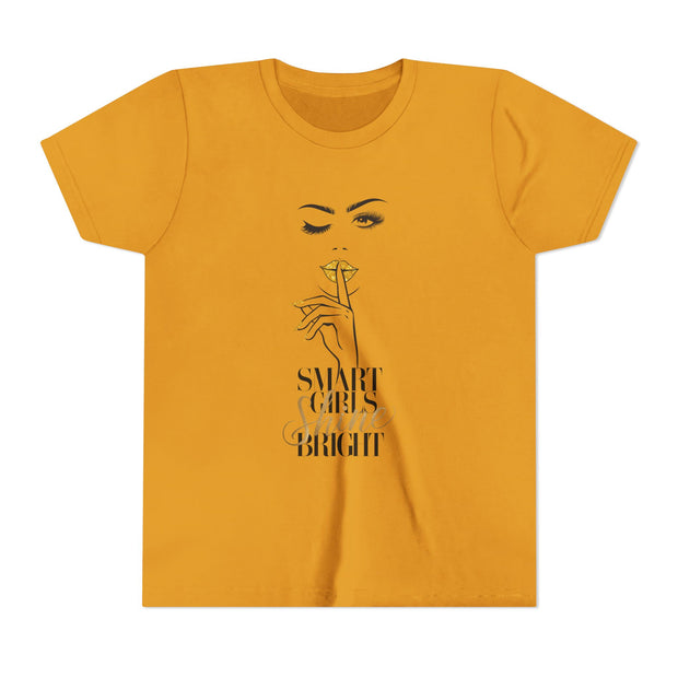 Smart Girls Shine Bright Youth Tee, Stylish Graphic Young Adult Shirt