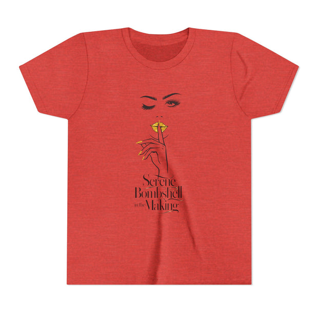 Serene Bombshell in The Making Youth Tee, Stylish Graphic Young Adult Shirt
