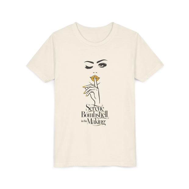 Serene Bombshell in The Making Youth Tee, Stylish Graphic Young Adult Shirt