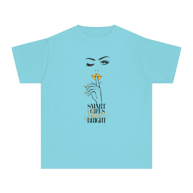 Smart Girls Shine Bright Stylish Youth Tee - Graphic T-Shirt for Trendy Kids