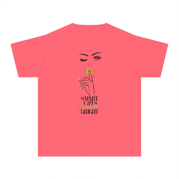Smart Girls Shine Bright Stylish Youth Tee - Graphic T-Shirt for Trendy Kids