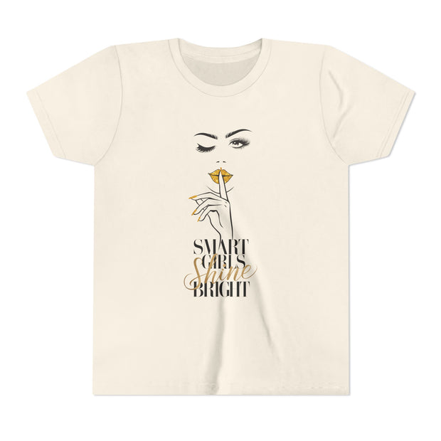 Smart Girls Shine Bright Youth Tee, Stylish Graphic Young Adult Shirt