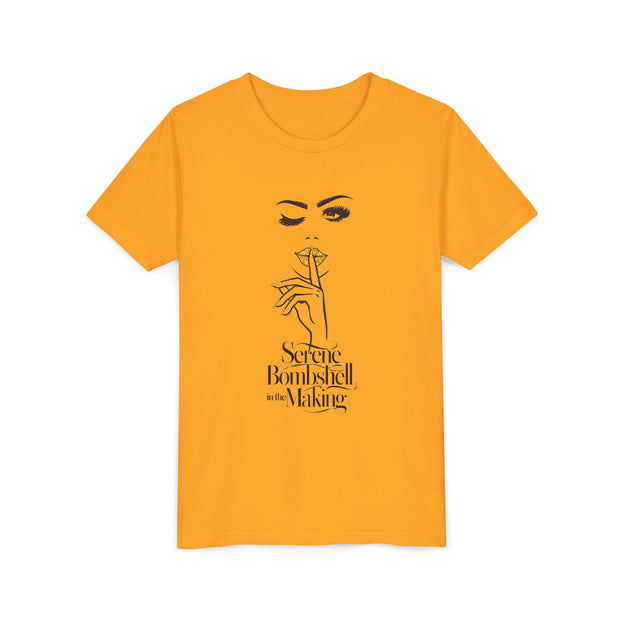 Serene Bombshell in The Making Youth Tee, Stylish Graphic Young Adult Shirt