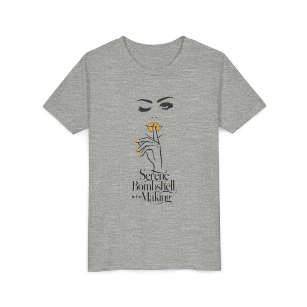 Serene Bombshell in The Making Youth Tee, Stylish Graphic Young Adult Shirt