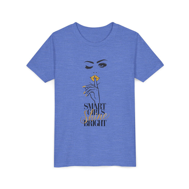 Smart Girls Shine Bright Youth Tee, Stylish Graphic Young Adult Shirt