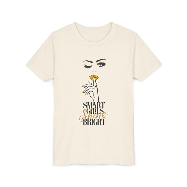 Smart Girls Shine Bright Youth Tee, Stylish Graphic Young Adult Shirt