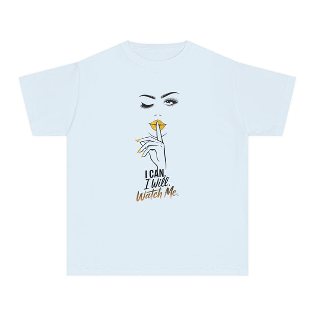 Stylish Youth Tee - I can. I will. Watch me. Graphic T-Shirt for Trendy Kids