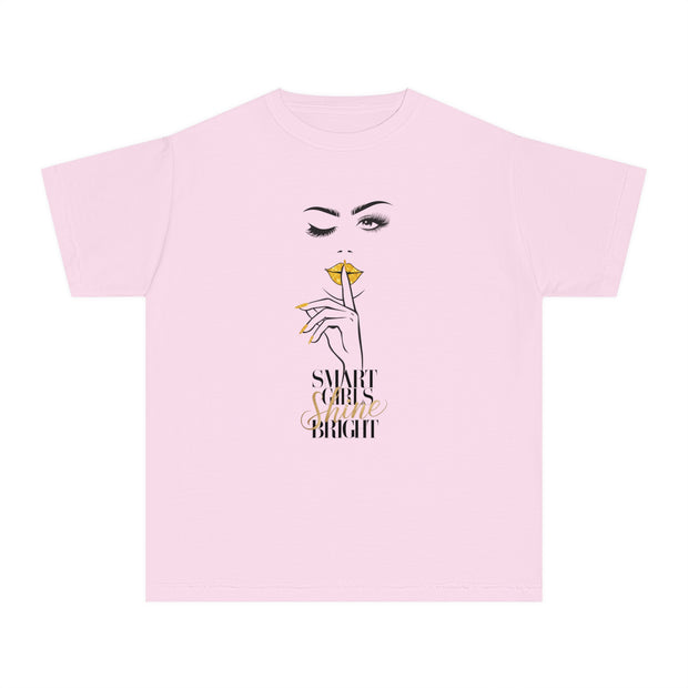 Smart Girls Shine Bright Stylish Youth Tee - Graphic T-Shirt for Trendy Kids