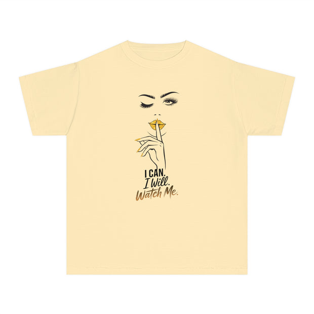 Stylish Youth Tee - I can. I will. Watch me. Graphic T-Shirt for Trendy Kids