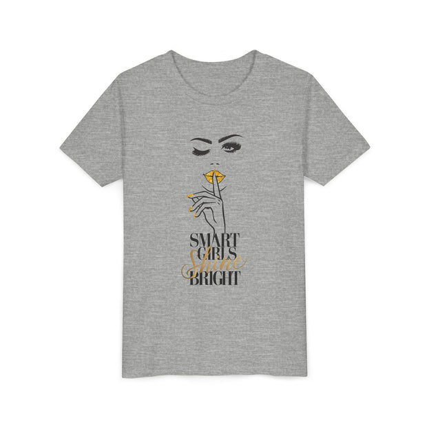 Smart Girls Shine Bright Youth Tee, Stylish Graphic Young Adult Shirt