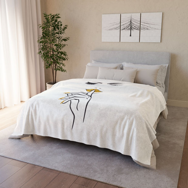 Serene Bombshell Chic Whispering Lips Blanket | Cozy Decorative Throw