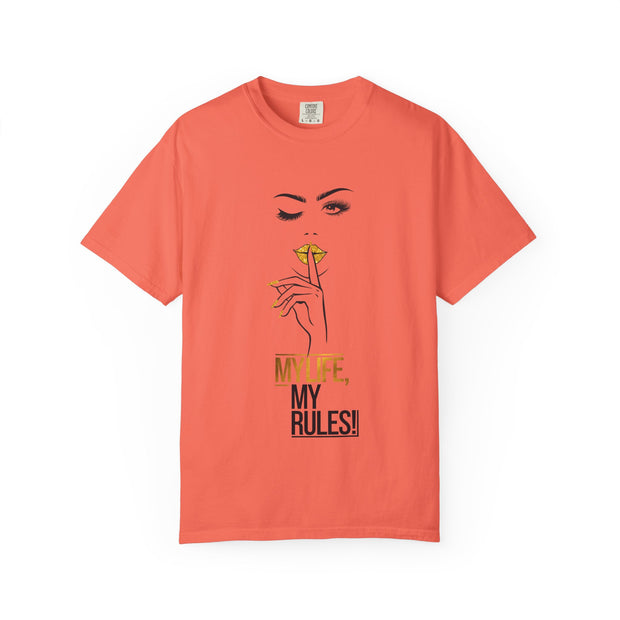 Serene Bombshell Empowering Graphic Tee: My Life, My Rules, Trendy T-shirt