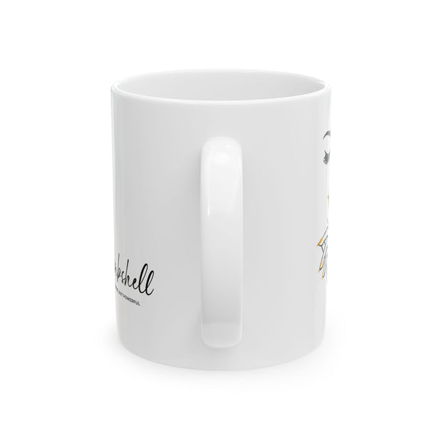 Serene BombShell Ceramic Coffee Mug, Unique Gift for Coffee Lovers