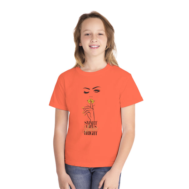 Smart Girls Shine Bright Stylish Youth Tee - Graphic T-Shirt for Trendy Kids
